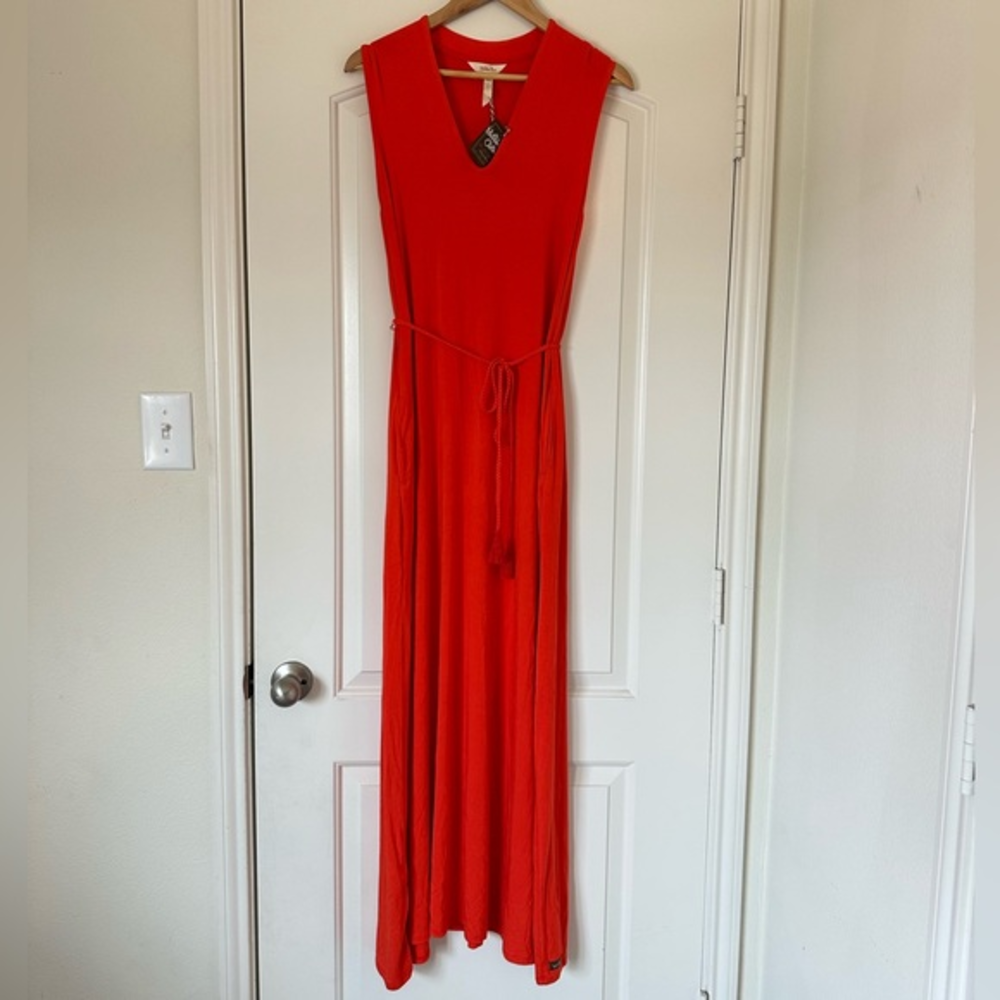 Matilda Jane In‎ The Breeze Maxi Dress Womens Coral Orange Stretch Tassels S NWT